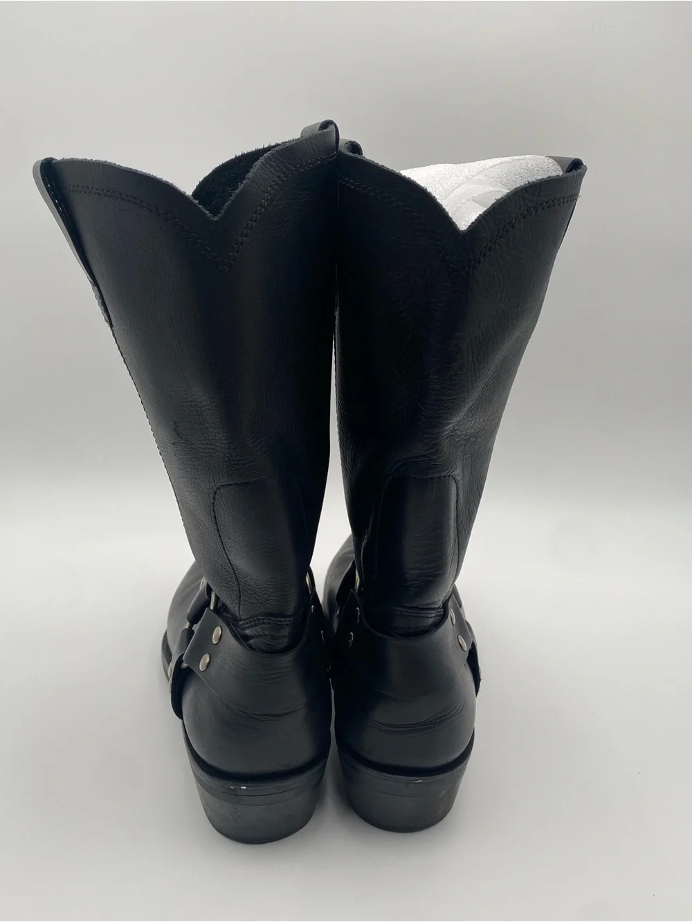 Classic Black Leather Harness Boots - Men